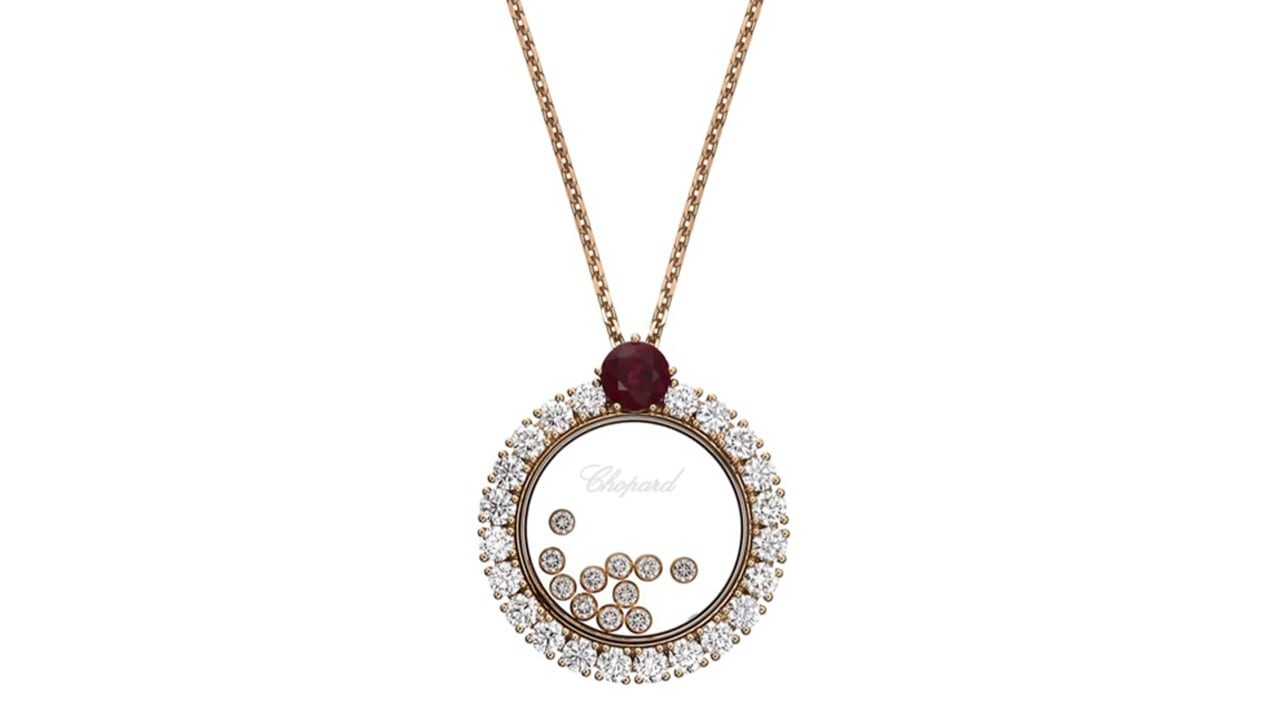 Necklace pendant lined with diamonds from Chopard, a luxury jewellery brand in Singapore