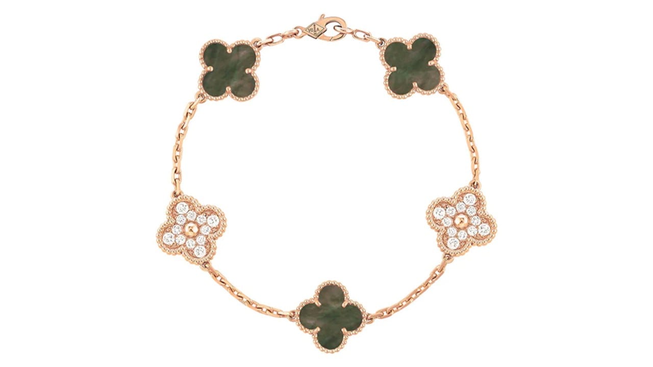 Vintage bracelets with 5 clover motifs by Van Cleef & Arpels, a luxury jewellery brand in Singapore