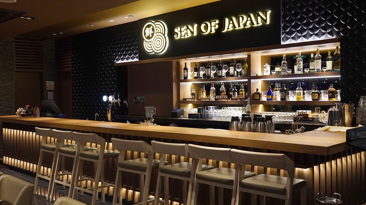 Sen of Japan's bar area featuring Japanese sake
