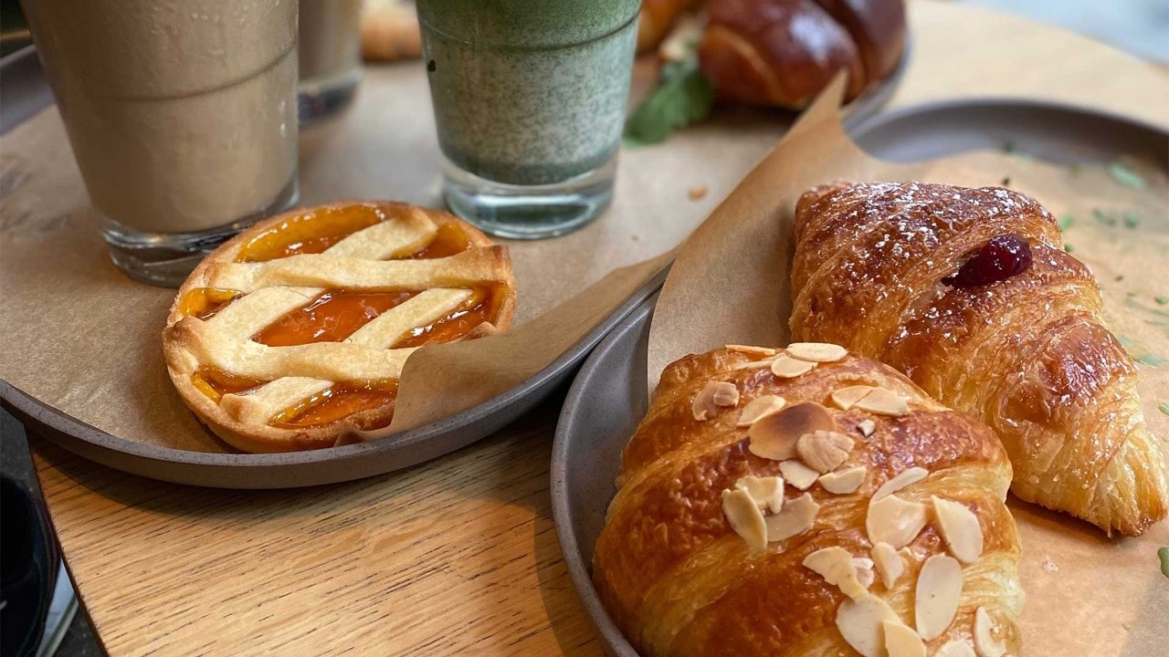 Croissant, drinks and pie from Starbucks, serving the best breakfasts in Singapore