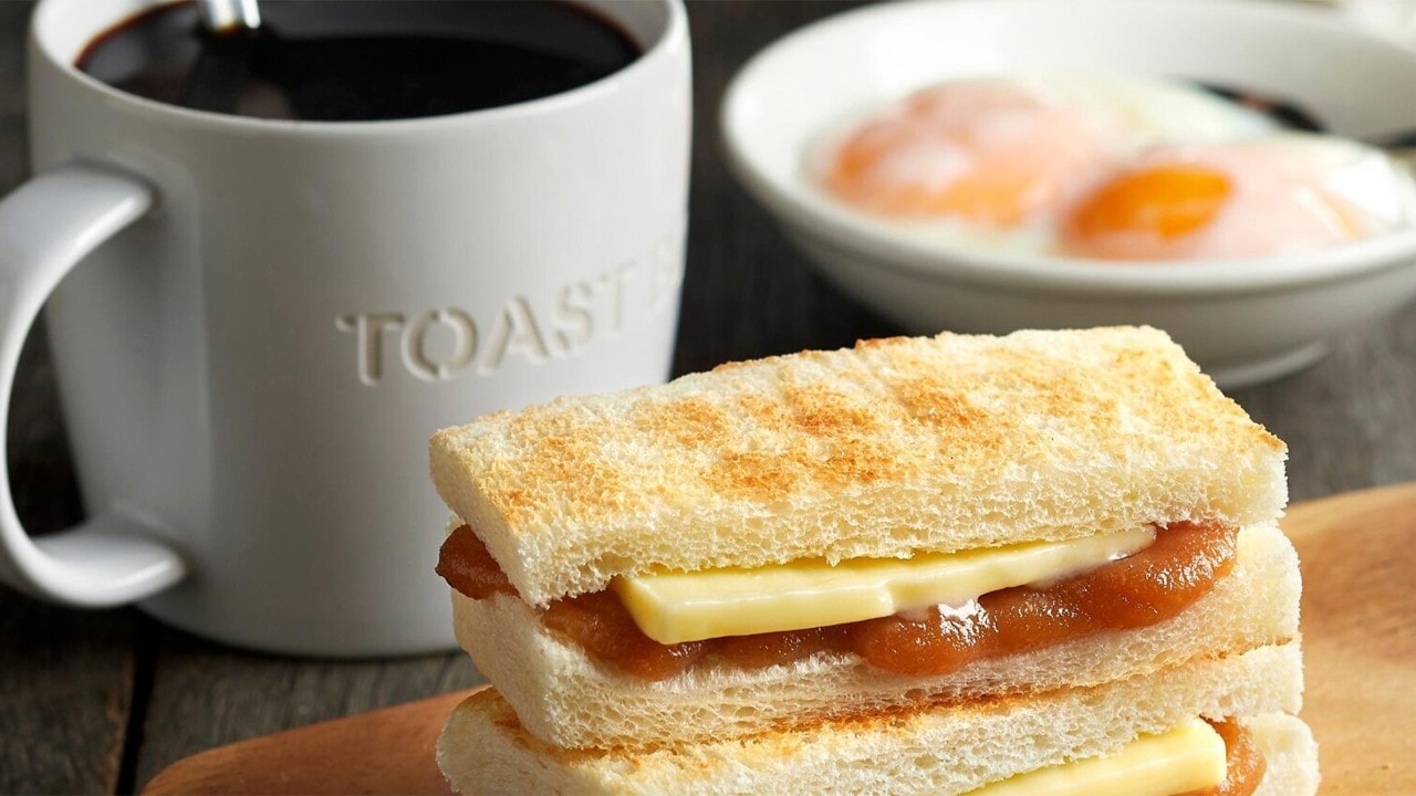 Egg, kaya toast with butter and Singapore kopi at Toastbox, a popular coffee cafe in Singapore