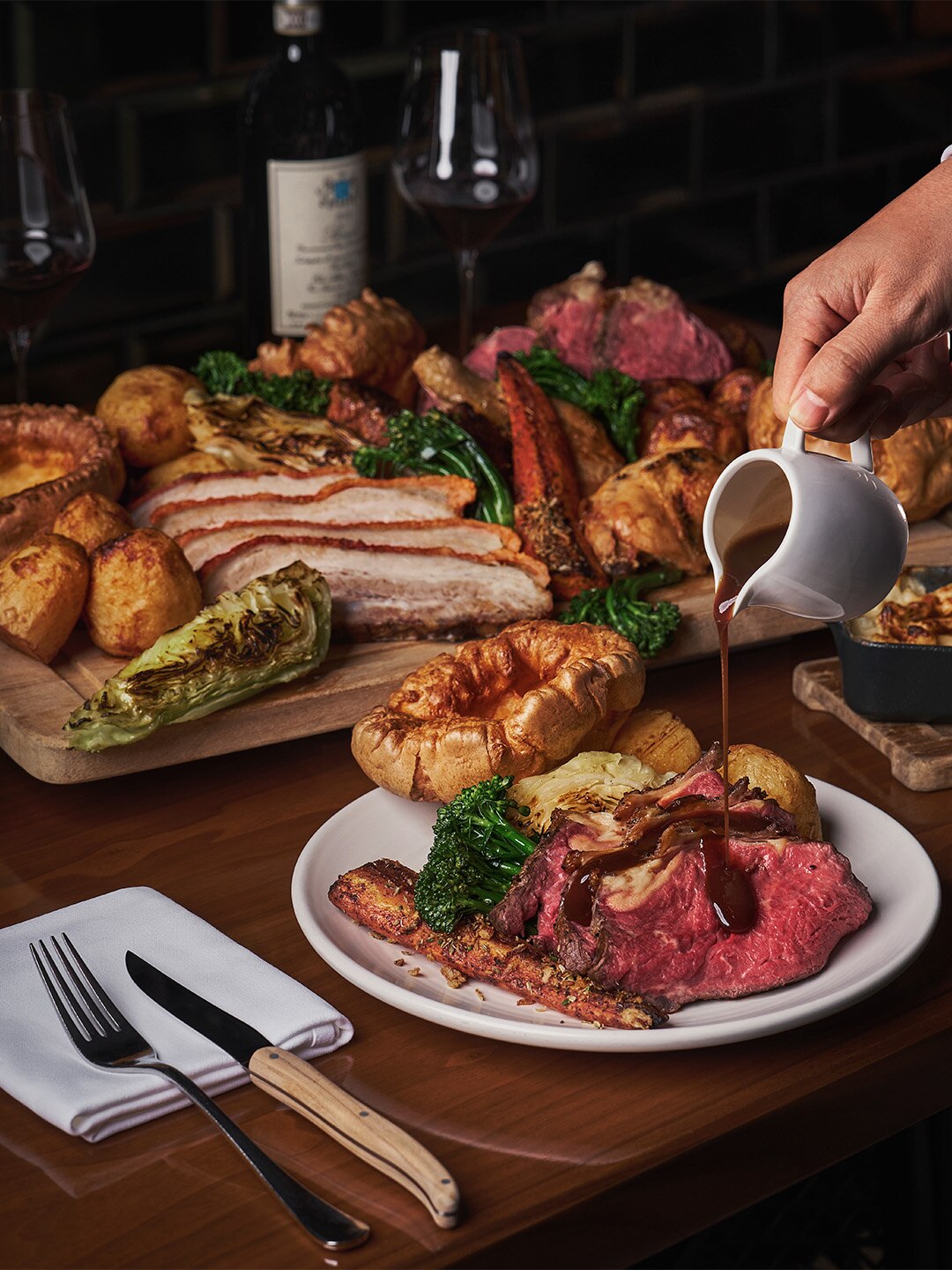 A classic plate of Sunday Roast from Bread Street Kichen, the best Sunday roast place in Singapore