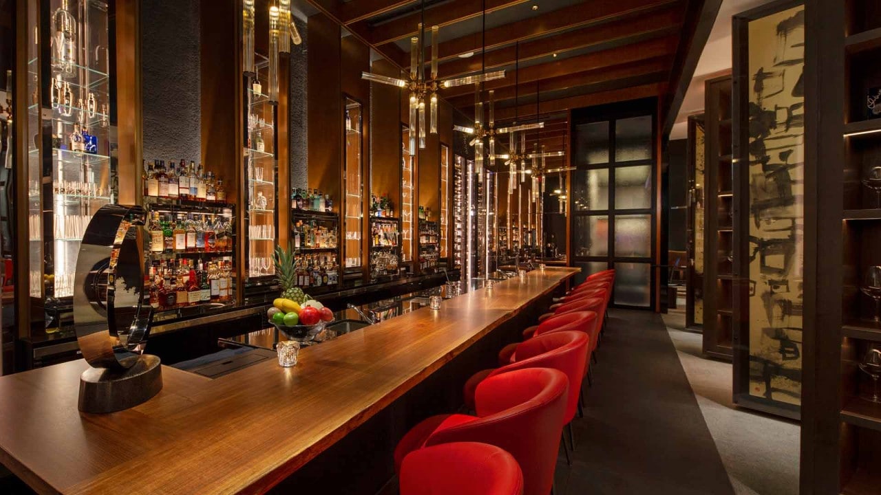 Interior bar area of a celebrity chef restaurant in Singapore