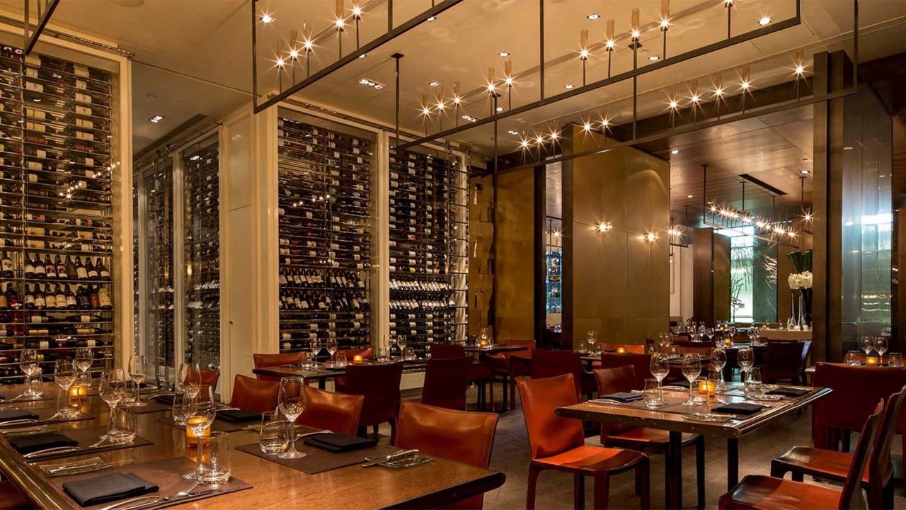 Dining space at CUT, a fine dining restaurant cum steakhouse, an ideal spot for dinner in Singapore