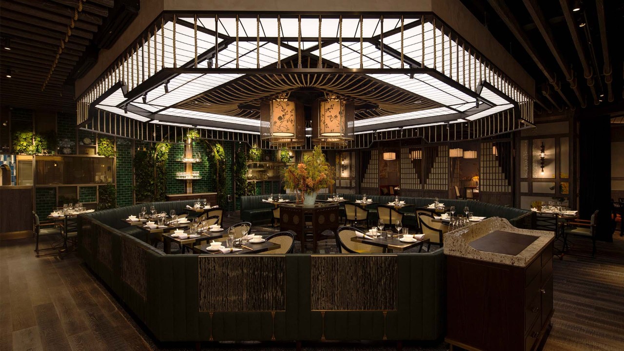 Oriental restaurant interior at Mott 32 Singapore