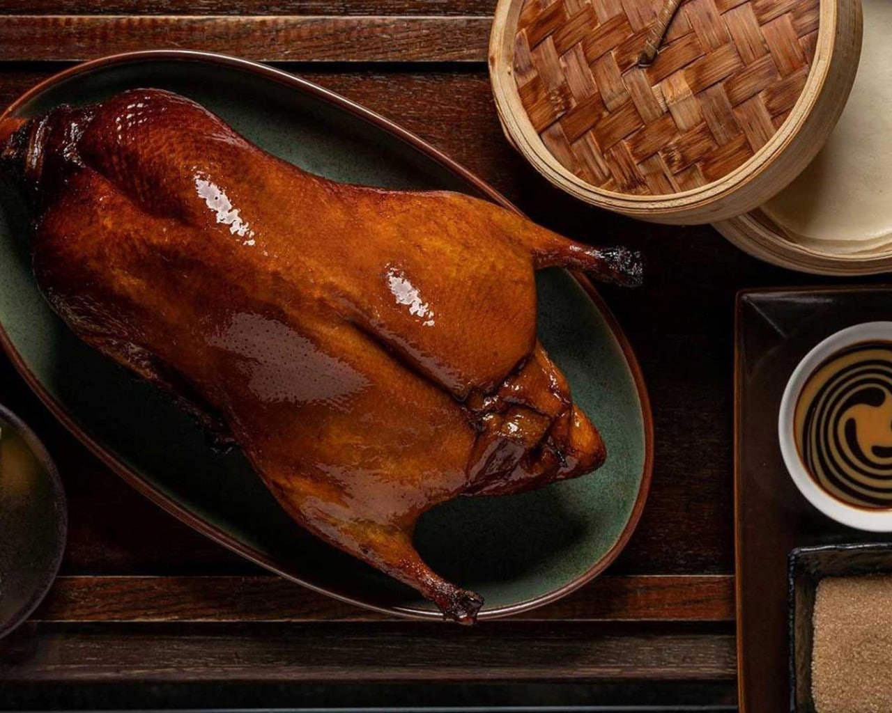Applewood roasted peking duck to enjoy for dinner at Mott32 Singapore