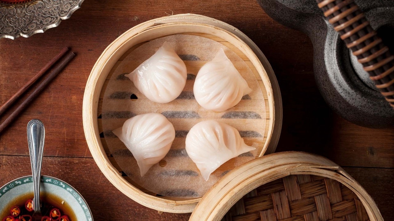 Har gow, steamed shrimp dumpling, a popular dim sum dish