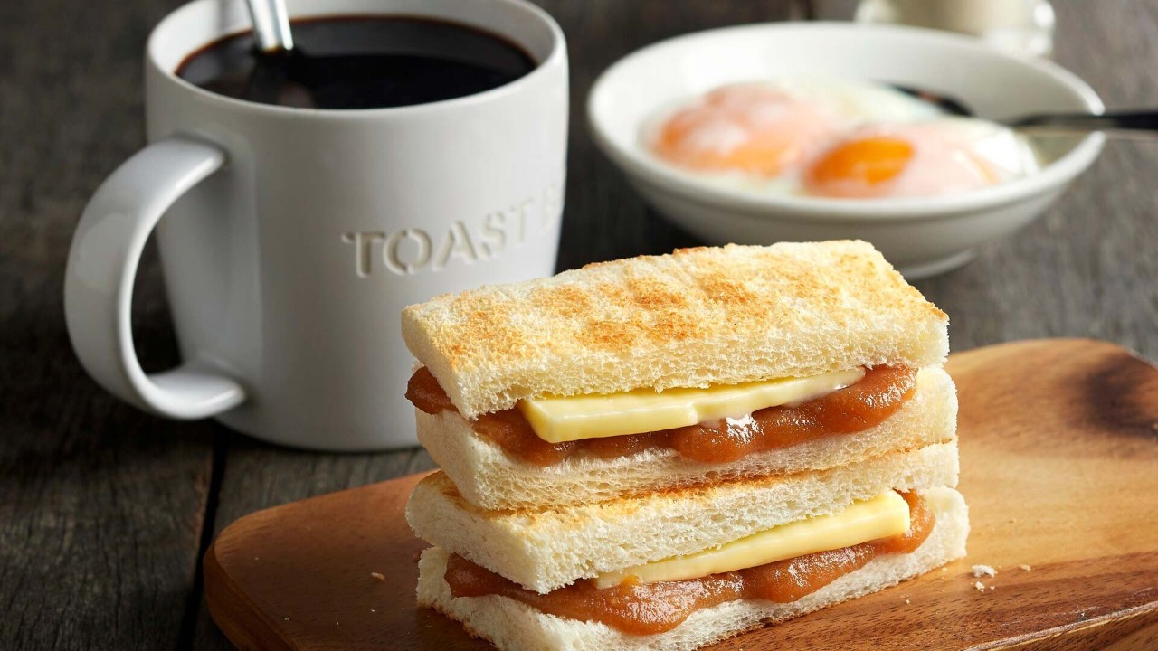 Kaya toast with eggs and coffee at Toastbox, with the best local food in Singapore