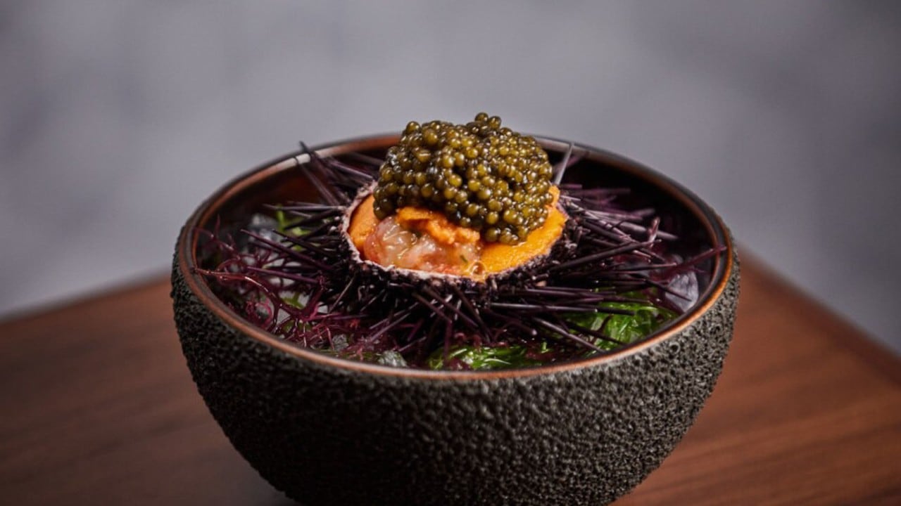 Sea urchin, shrimp and caviar, an instagrammable dish served at Waku Ghin, Singapore