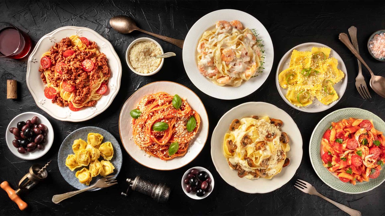 An assortment of pastas, a popular Italian dish in Singapore