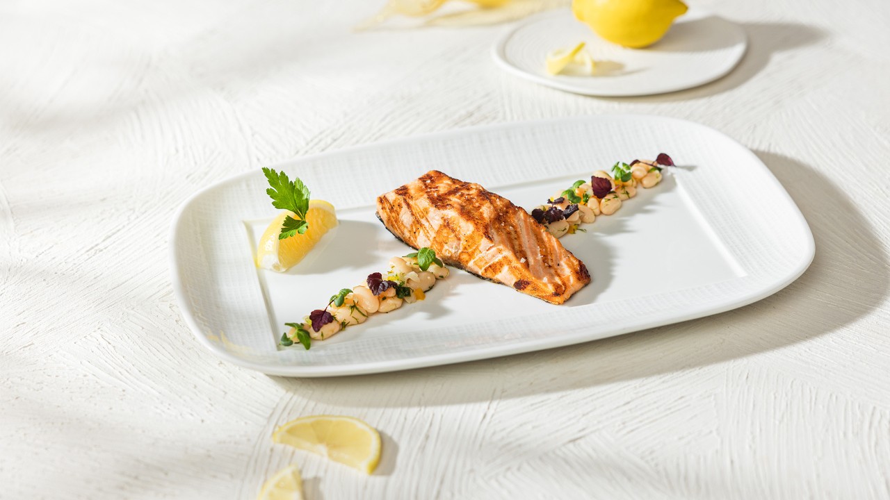 Salmon from Estiatorio Milos, one of the top lunch restaurants in Singapore