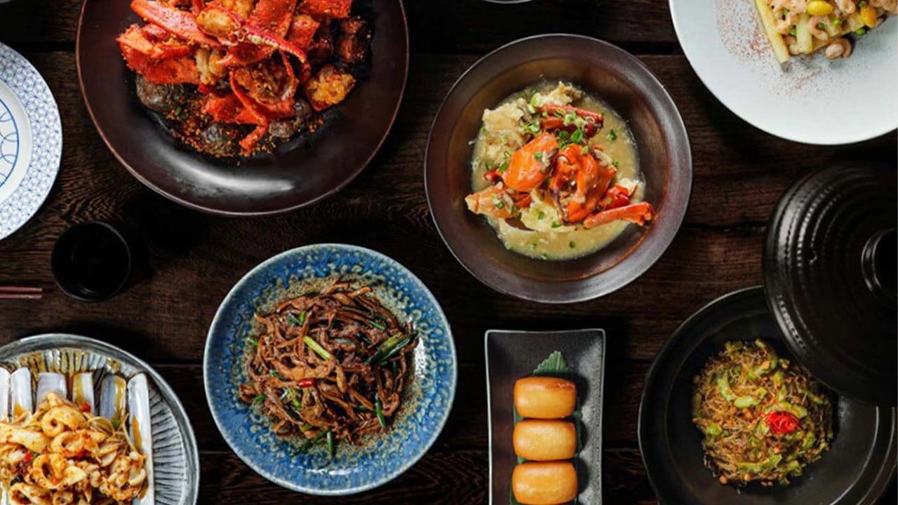 Chinese dishes for a formal business lunch at Mott 32 Singapore