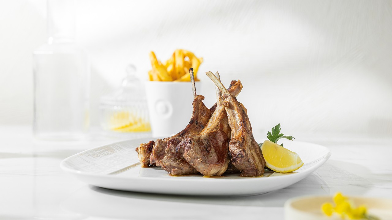 Lamp chop and fries from Estiatorio Milos, perfect for a casual dinner with friends after work in Singapore