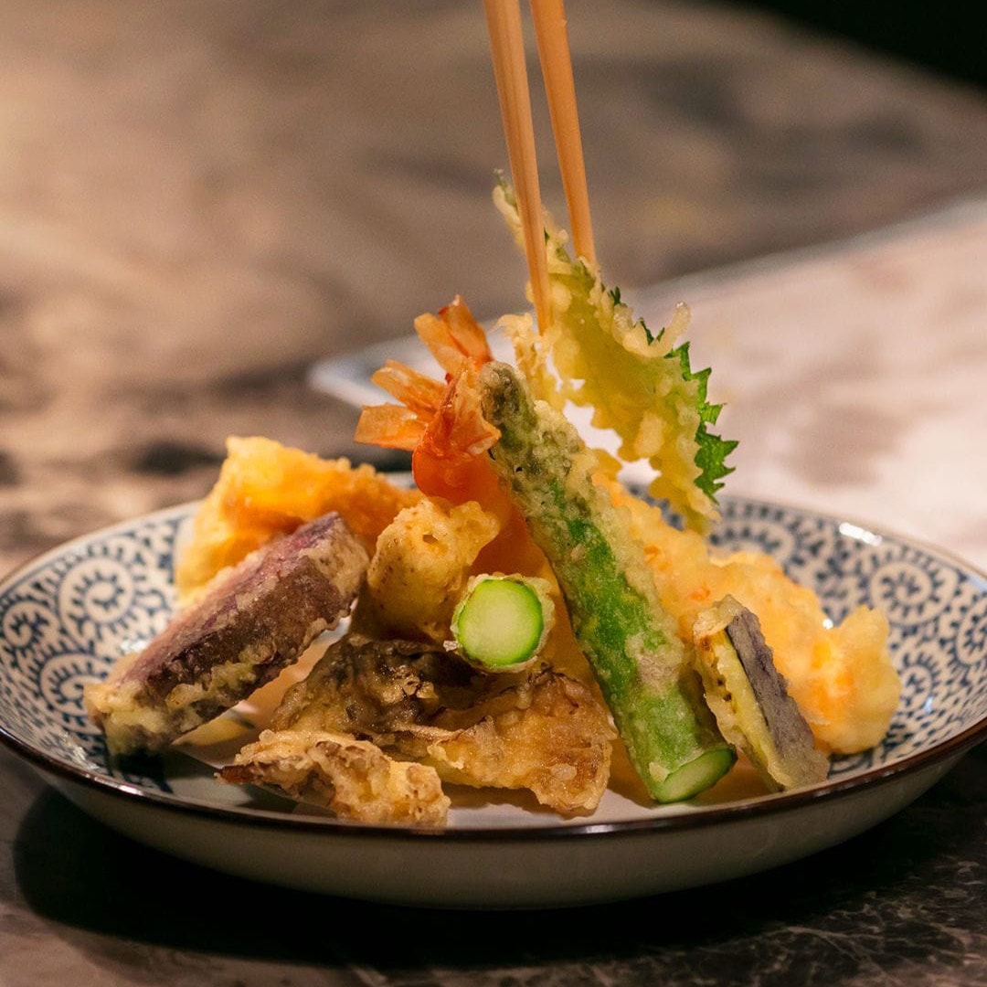 Fried tempura served at a Japanese restaurant offering a special Mother's Day 2024 menu